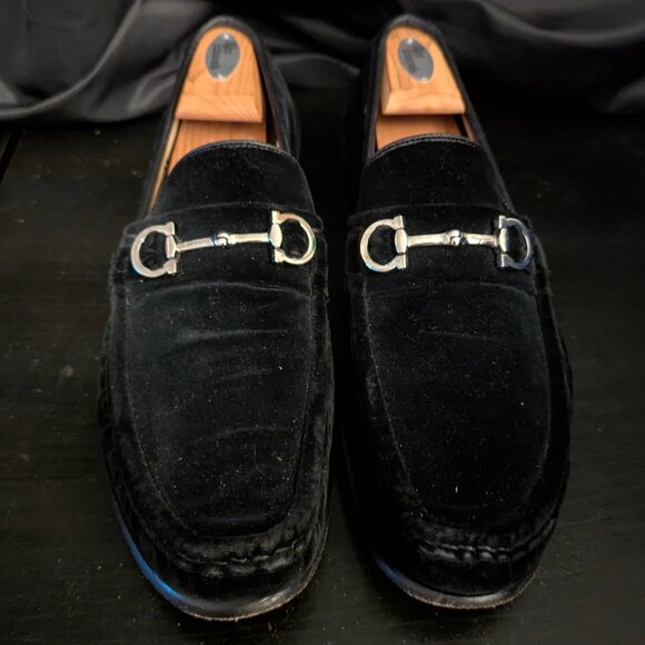 Salvatore Ferragamo Black Velvet Gancini Bit Loafers Men’s Size 11 D main image 5